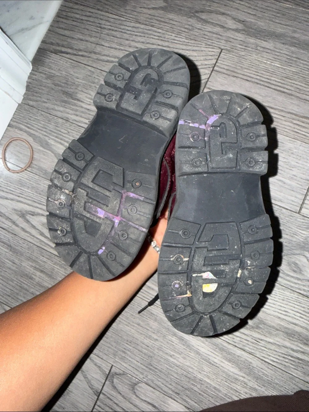 Primark Burgundy Glossy Lace-Up Kids Combat Boots